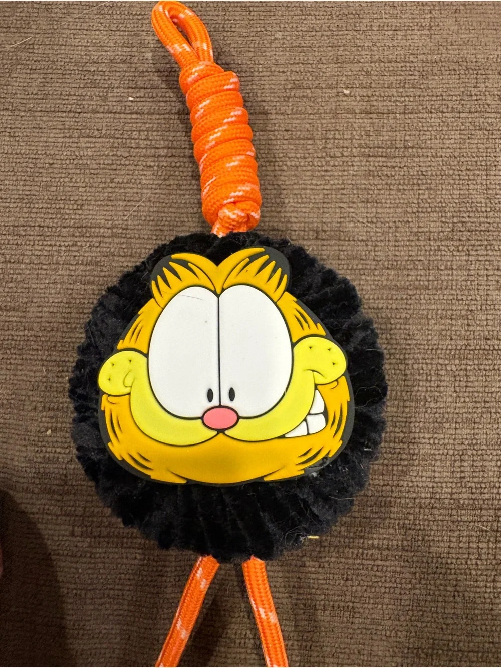 Handmade Garfield Kids Plush Keychain with Orange Rope